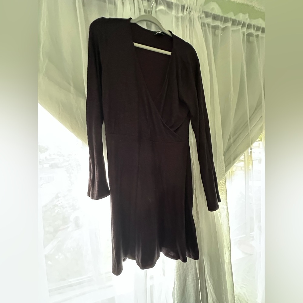 Express Deep Brown Long Sleeve Dress